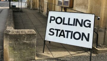 Polling station sign to vote